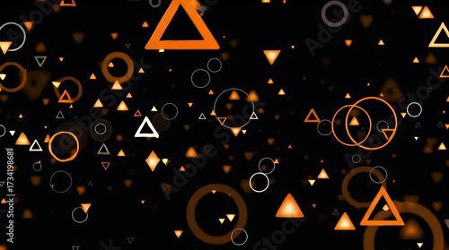 Abstract Geometric Shapes Floating in Dark Space Animation.