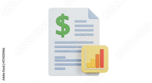 Isolated financial report document with dollar sign and a business growth graph icon illustration