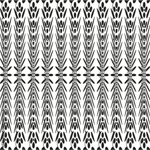 Abstract textile pattern. Monochrome fabric texture. Vertical symmetrical background. Vector seamless ornament.