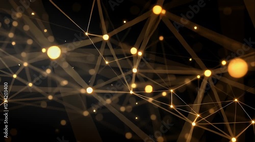 Abstract Golden Digital Network Connection Background.