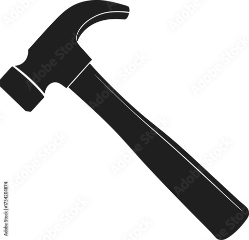 Black silhouette of a claw hammer on a white background a tool for construction and repair