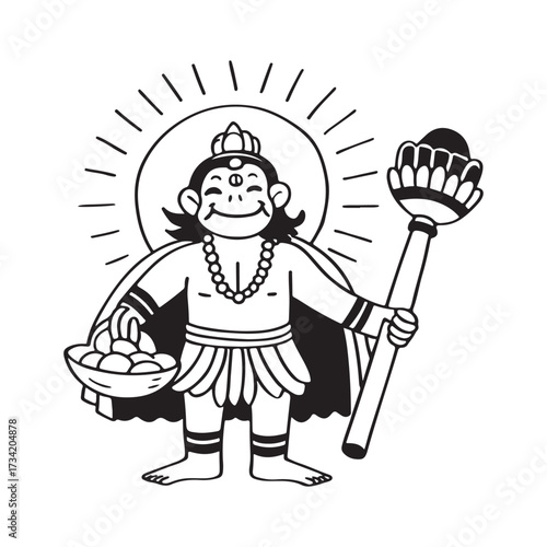 Illustration of Lord Hanuman Hindu God