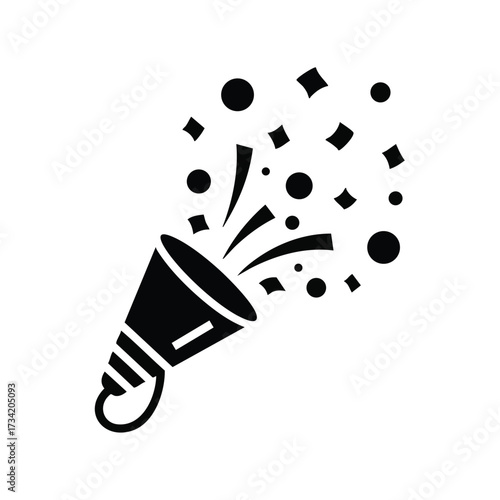 Celebratory Party Popper Discharging Confetti and Streamers in a Festive Atmosphere