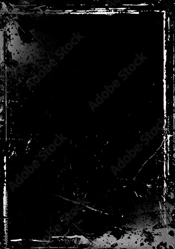 Black Grunge Texture Abstract Backdrop with Scratches, Dust Overlay Effect