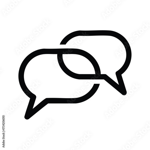 Two speech bubbles overlapping each other representing communication, conversation, dialogue, and exchange of ideas in a simple, minimalistic style