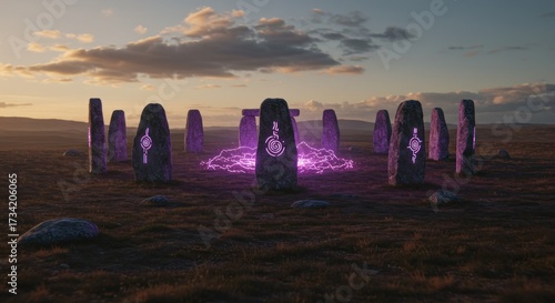 Ancient stones circle, mystic glow