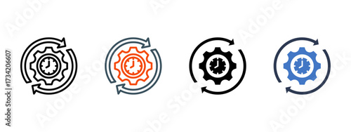 Efficient Processes multiple icon style vector illustration