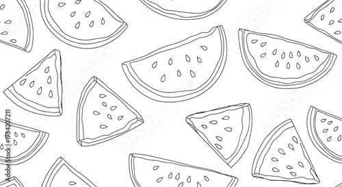 Freshly cut watermelon slices in a delightful summer pattern design.