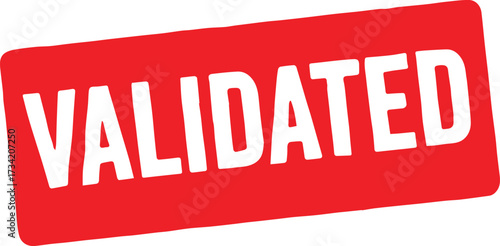 Red Stamp With Black Text Validated On White Background vector