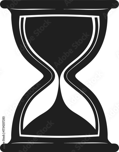 Black silhouette of an hourglass with sand flowing between glass chambers