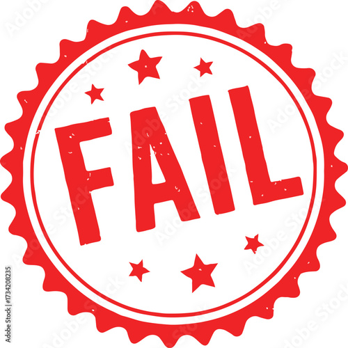 Red Stamp With F A I L Text And Stars On White Background fail word