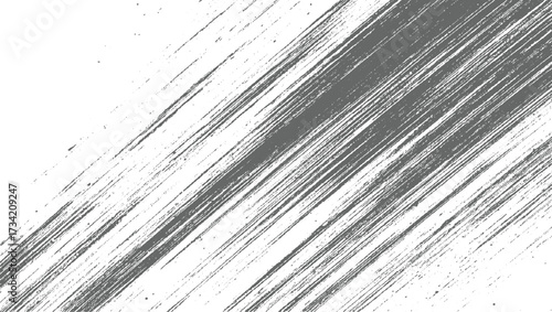 Diagonal gray brush strokes with textured lines and scattered dots on a white background.