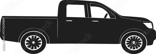 Silhouette of a modern pickup truck viewed from the side Pickup truck outline