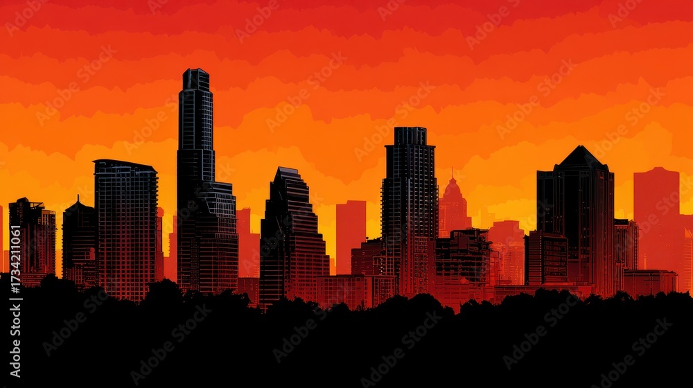 Fototapeta premium Austin Silhouette. City Skyline Silhouette of Austin, USA
