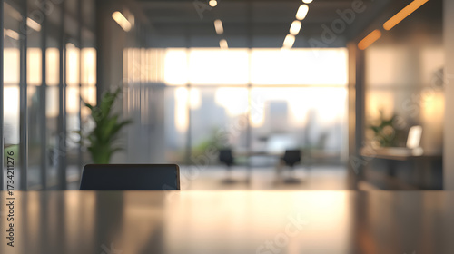 Wallpaper Mural A beautifully defocused panoramic office background, featuring a modern interior. Torontodigital.ca