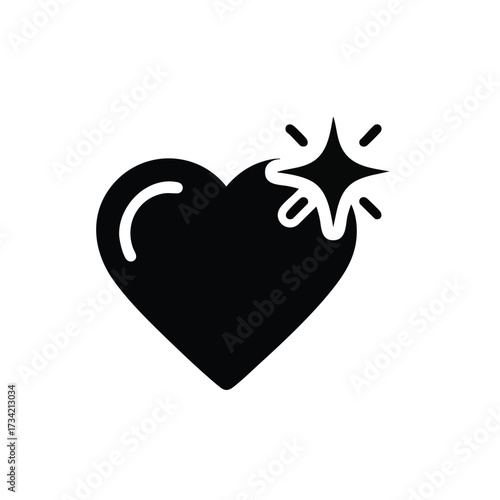 Stylized Heart with Sparkle Accent Representing Love and Affection in a Minimalist Design