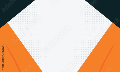 Abstract geometric background with orange, black, and white shapes forming a modern design. Clean layout with halftone accents, ideal for banner, poster, flyer, or digital template use.