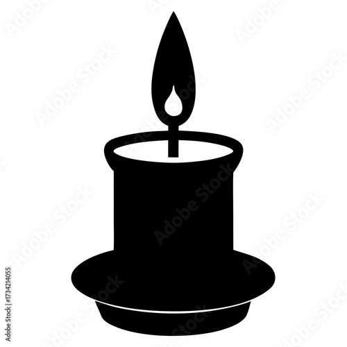 burning candle on a black background vector illustration