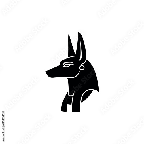 Black silhouette icon of the Egyptian god Anubis head.