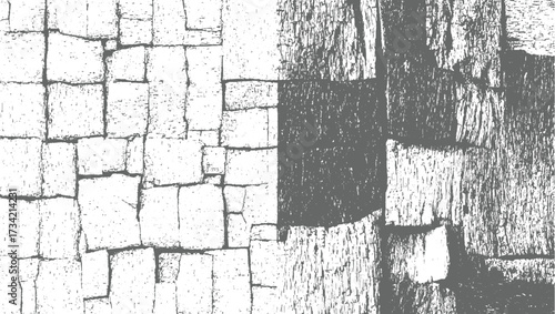 close-up view of a gray stone wall with visible cracks and rough textures.