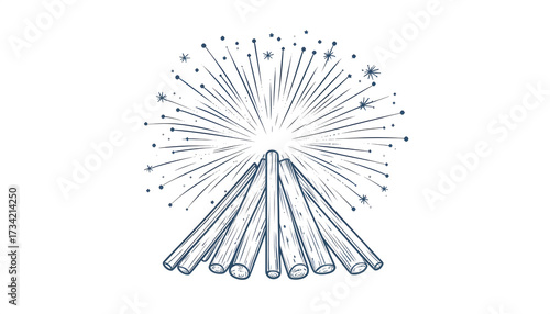 Fireworks Over Silhouette — Guy Fawkes Night Concept.