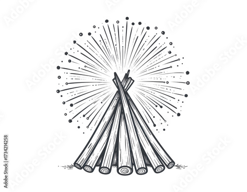 Fireworks Over Silhouette — Guy Fawkes Night Concept.