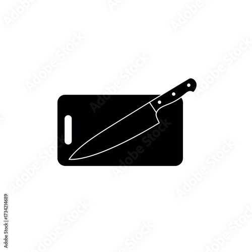 Knife Resting on a Cutting Board Culinary Preparation Icon.