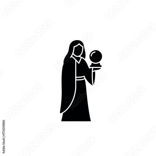 Mystic Seeress Holding Crystal Ball Gazing into the Future.