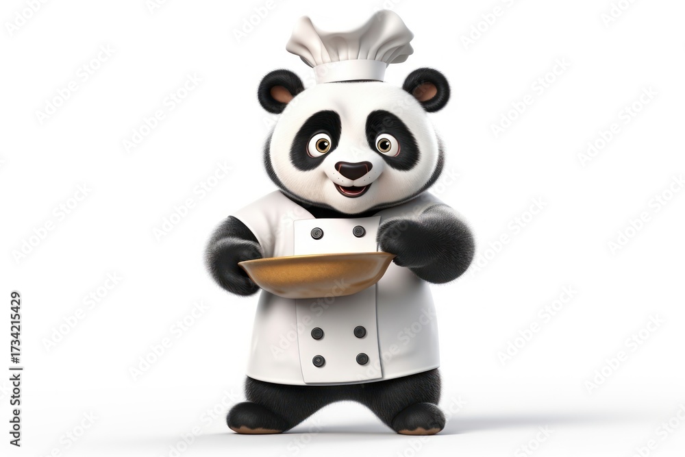 Naklejka premium Panda white background representation porcelain.