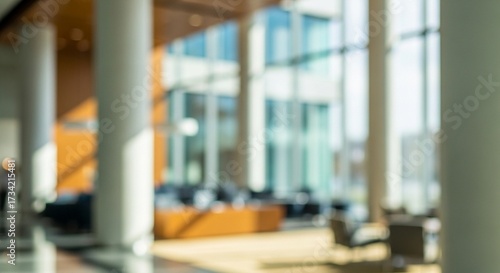 Wallpaper Mural Abstract Blurred Lobby Interior with Column and Large Window Design Torontodigital.ca