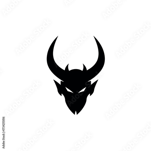 Stylized Silhouette of a Devil Head with Horns and Sharp Features.