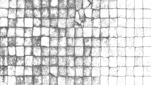 grey and white cracked stone pavement texture with a rough, weathered surface and irregular square patterns.