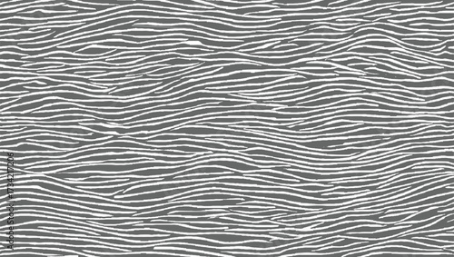 Abstract pattern of irregular wavy white stripes on a gray background.