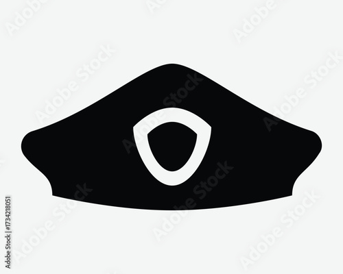 Police Hat Icon Law Enforcement Officer Uniform Head Outfit Security Personnel Guard Cap Military Safety Patrol Headgear Headwear Sign Symbol