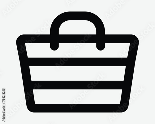 Marking Grocery Shopping Bag Line Icon Retail Buy Purchase Outline Handheld Hand Bag Shape Check Out Checkout Counter Merchandize Business