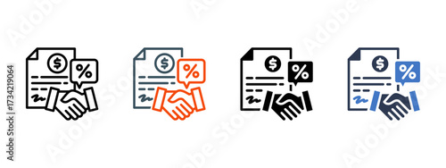Loan Agreement multiple icon style vector illustration