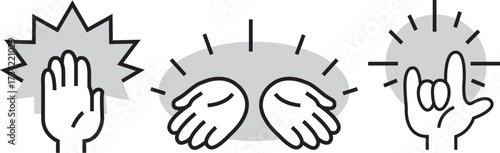 資料用 Hand Sign Icons (monochrome) – プレゼン資料で使えるハンドジェスチャーアイコンセット(白黒)