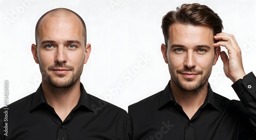 Before and After Hair Restoration Portrait – Stylish British Man Transformation - Hair Transplant