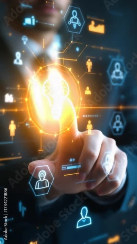 Person interacting with digital interface illustrating artificial intelligence
