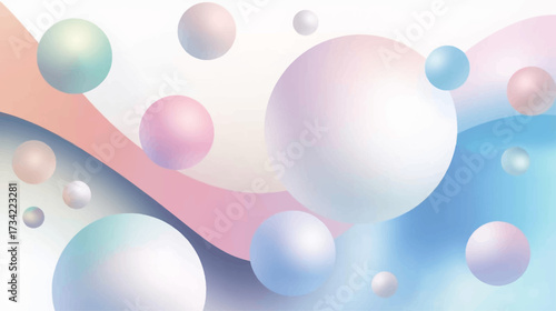 Floating Spheres Abstract: A dreamy composition of luminous, pastel-colored spheres floating in a soft, ethereal space, creating a sense of tranquility and serenity.