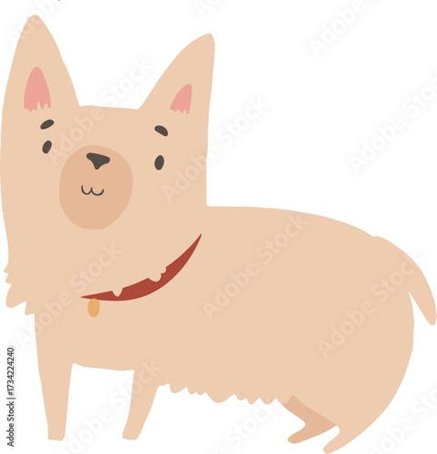 Cute corgi breed little dog, clip art. Vector hand drawn cartoon illustration of funny happy puppy