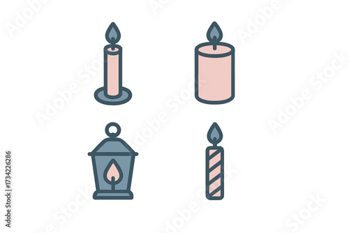 A beautiful collection of burning candles and a decorative lantern with a glowing flame creating a warm and peaceful atmosphere for celebration and spiritual reflection