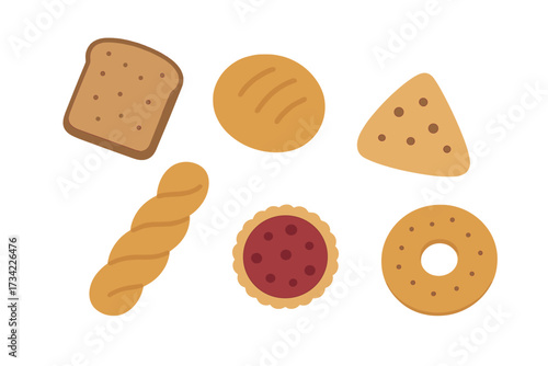 Assortment of freshly baked goods including bread, cookies, and pastries for breakfast or snack time