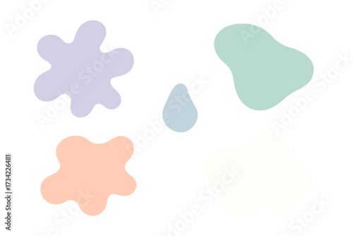 Minimalist set of organic fluid forms and irregular shapes in soft pastel tones for modern graphic design