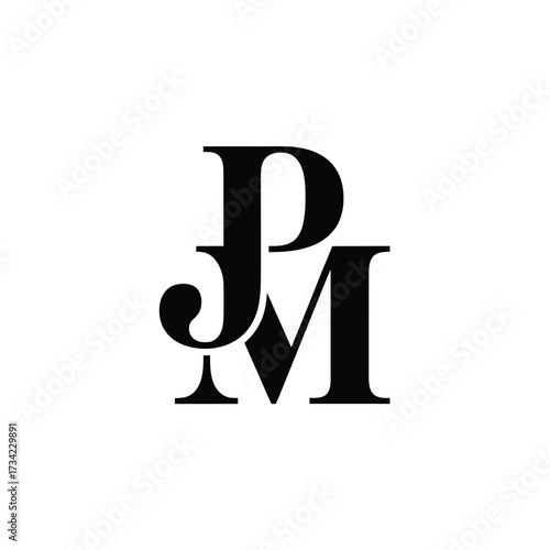 Elegant monogram jm and pm letters in classic serif font