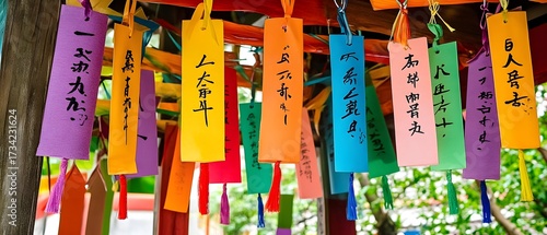 Tanabata wishes in English and Japanese.