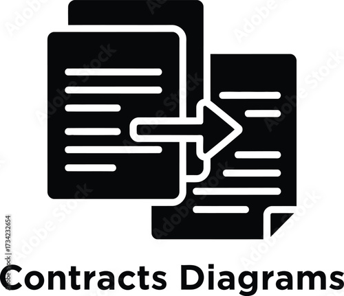 Icon representing contract transfer or exchange between documents