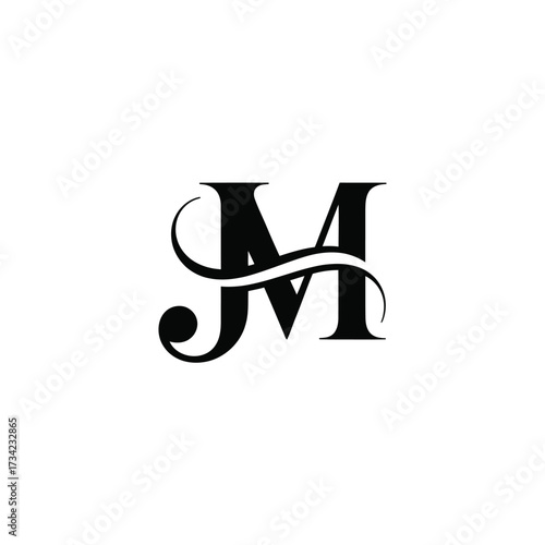 Elegant monogram jm logo design black and white