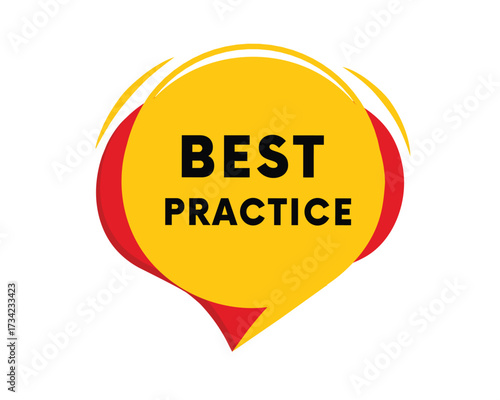 Best practice banner, announce design speech bubble vector yellow colour. Advertising, or company marketing symbol.