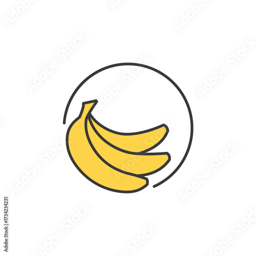 Triple banana cluster with smooth curves and sunny tones, ideal for tropical branding, energy snack packaging, or organic produce tags. Sweet, vibrant, and naturally appealing